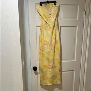 For Love And Lemons Strapless Yellow Floral Dress